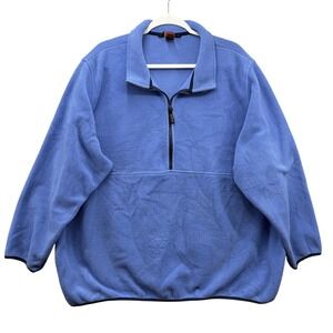 LL Bean Outdoors Fleece Pullover Womens 3X Blue Half Zip Stand Collar Cozy Warm